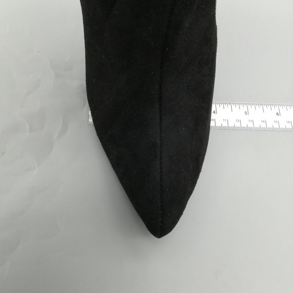 Nadia x FTF Womens Ophelia 17 Thigh High Boot Black Back Laces Zip High Heel 8W - Picture 4 of 10